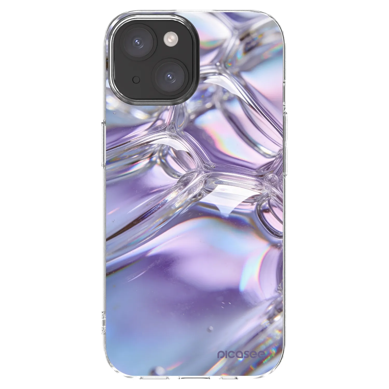 Picasee silikonski prozorni ovitek za Apple iPhone 15 - Iridescent bubbles