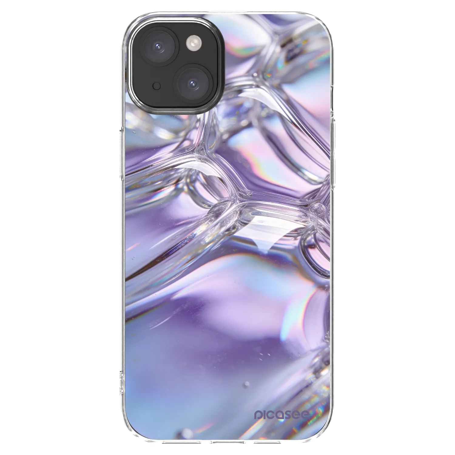 Picasee silikonski prozorni ovitek za Apple iPhone 15 Plus - Iridescent bubbles