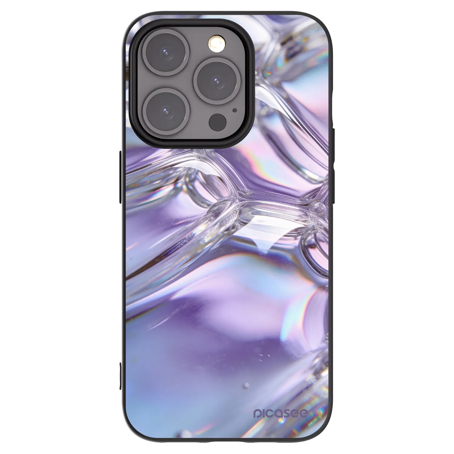 Picasee silikonski črni ovitek za Apple iPhone 15 Pro - Iridescent bubbles