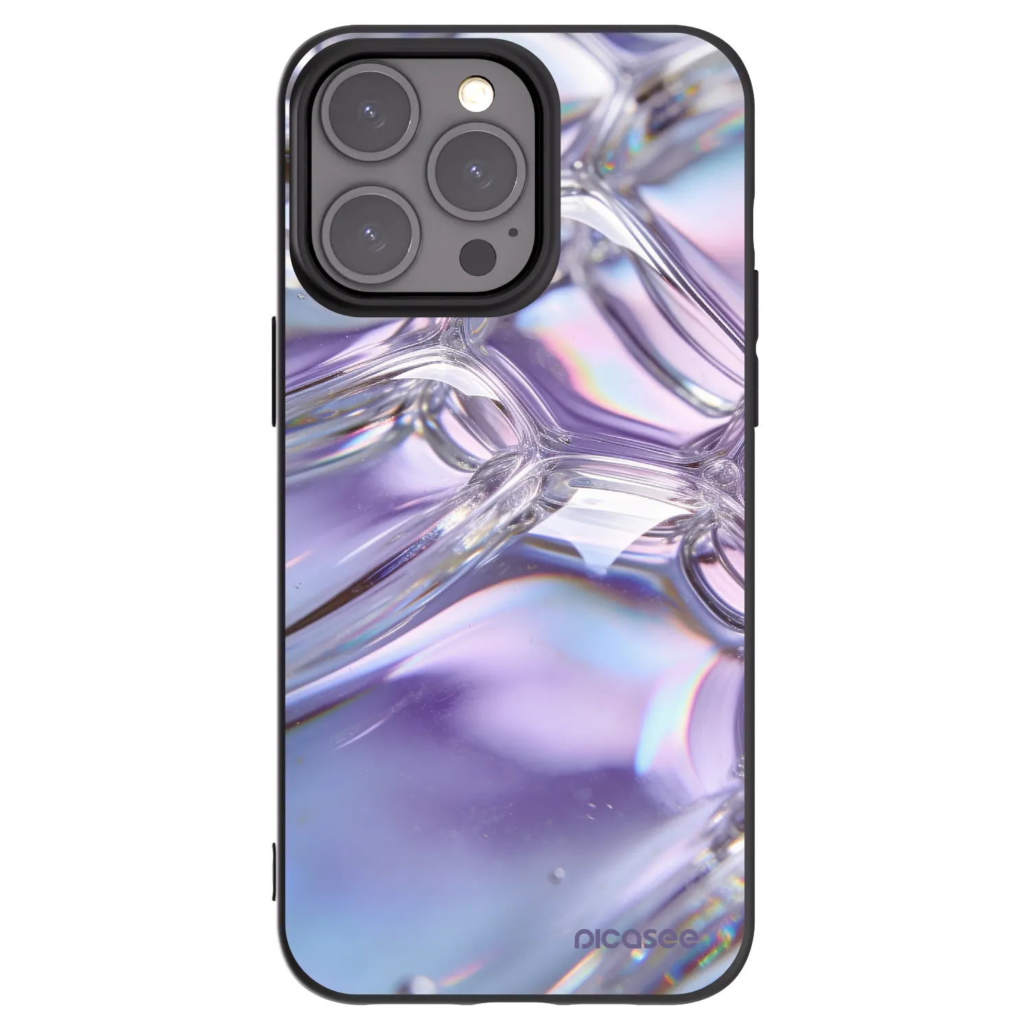 Picasee silikonski črni ovitek za Apple iPhone 15 Pro Max - Iridescent bubbles