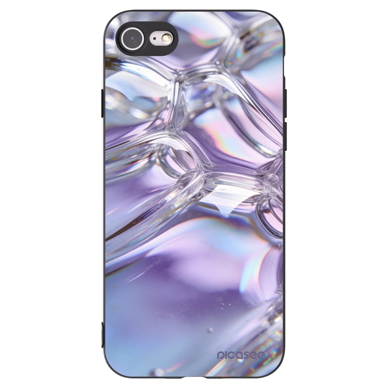 Picasee silikonski črni ovitek za Apple iPhone 7 - Iridescent bubbles
