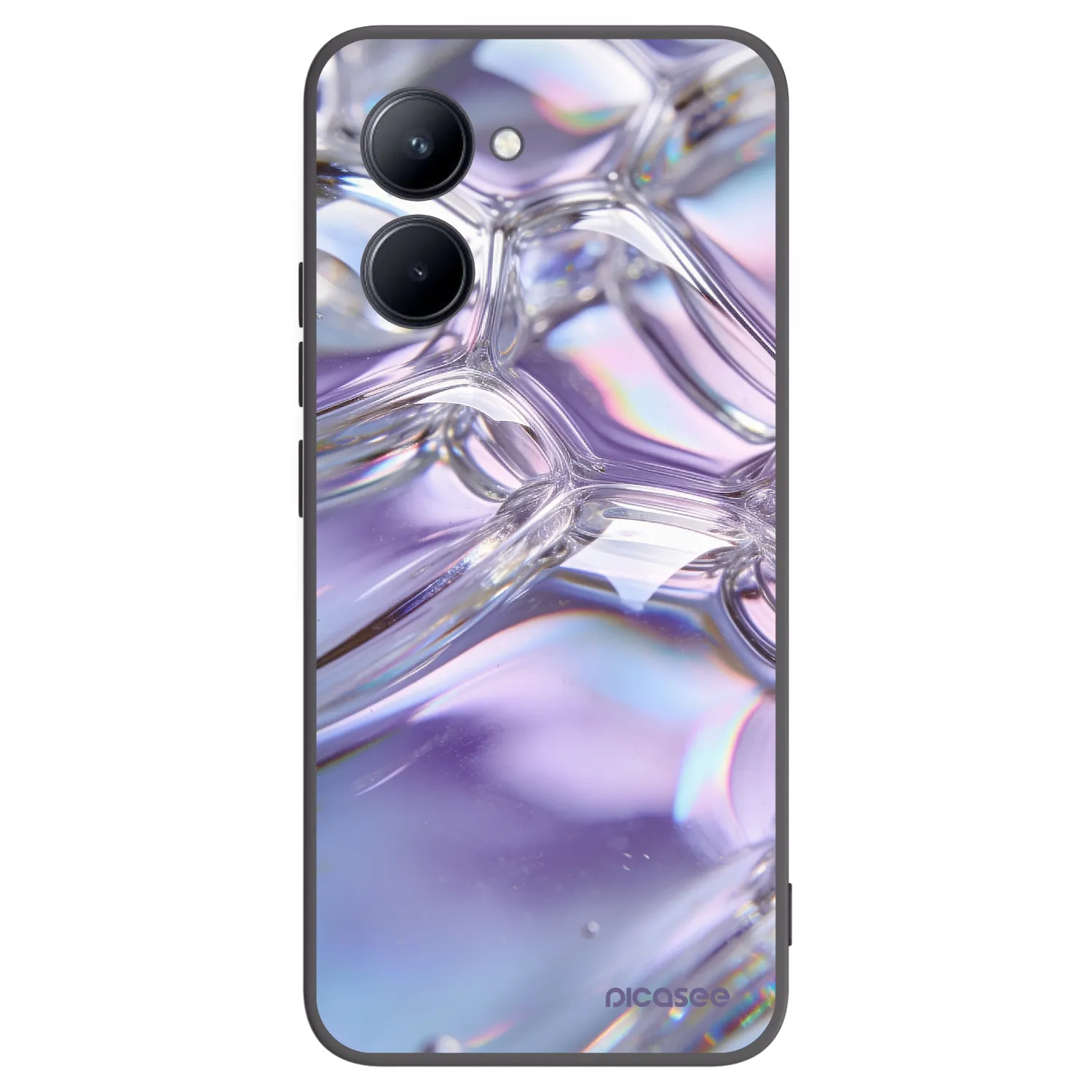 Picasee silikonski črni ovitek za Realme C33 (2023) - Iridescent bubbles