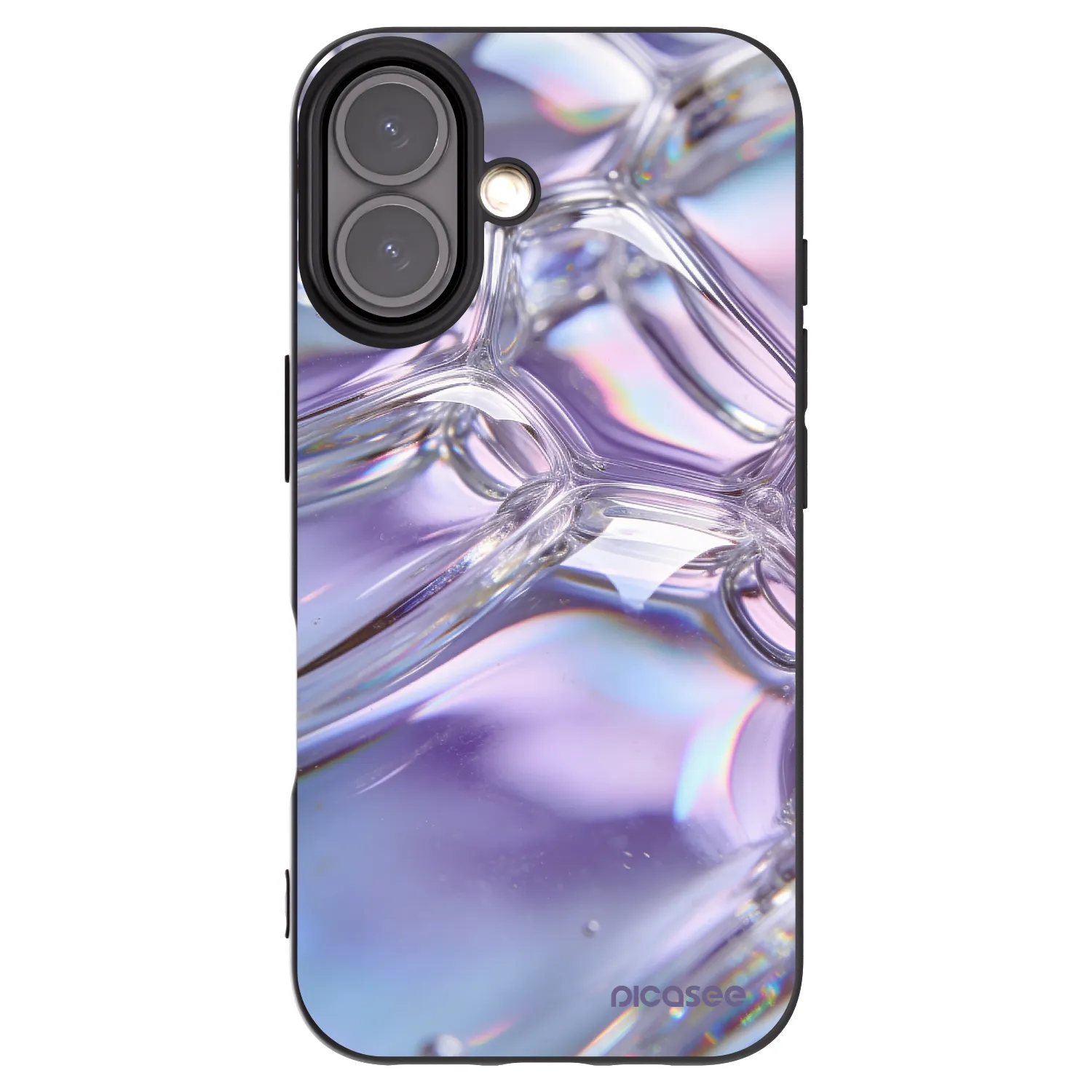 Picasee silikonski črni ovitek za Apple iPhone 16 - Iridescent bubbles