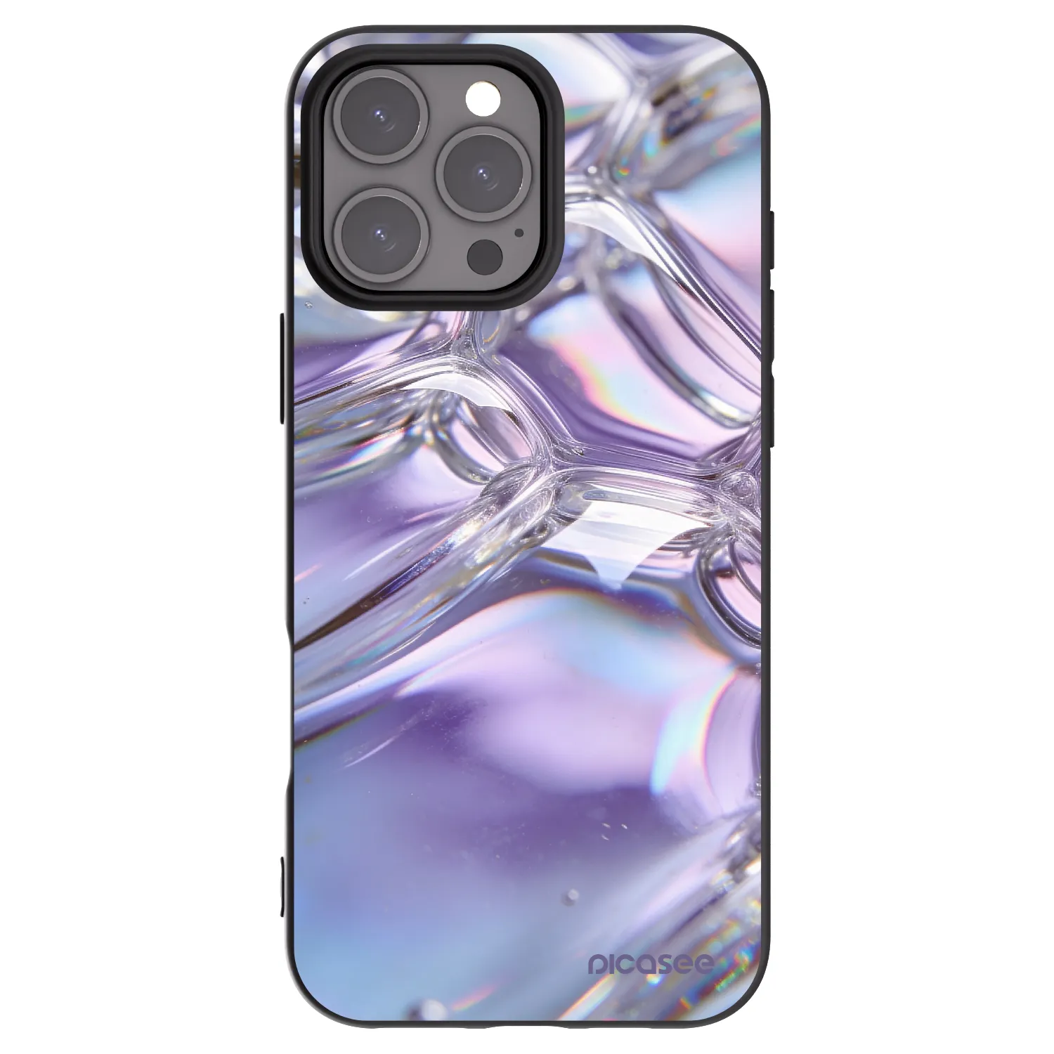 Picasee silikonski črni ovitek za Apple iPhone 16 Pro Max - Iridescent bubbles