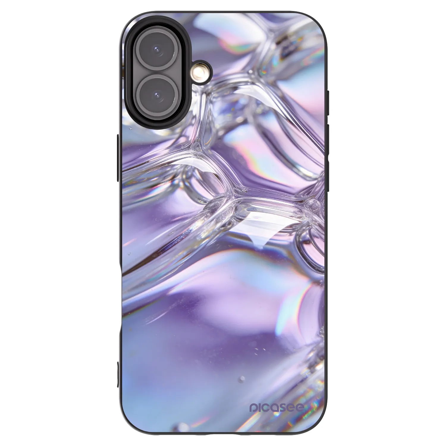 Picasee silikonski črni ovitek za Apple iPhone 16 Plus - Iridescent bubbles