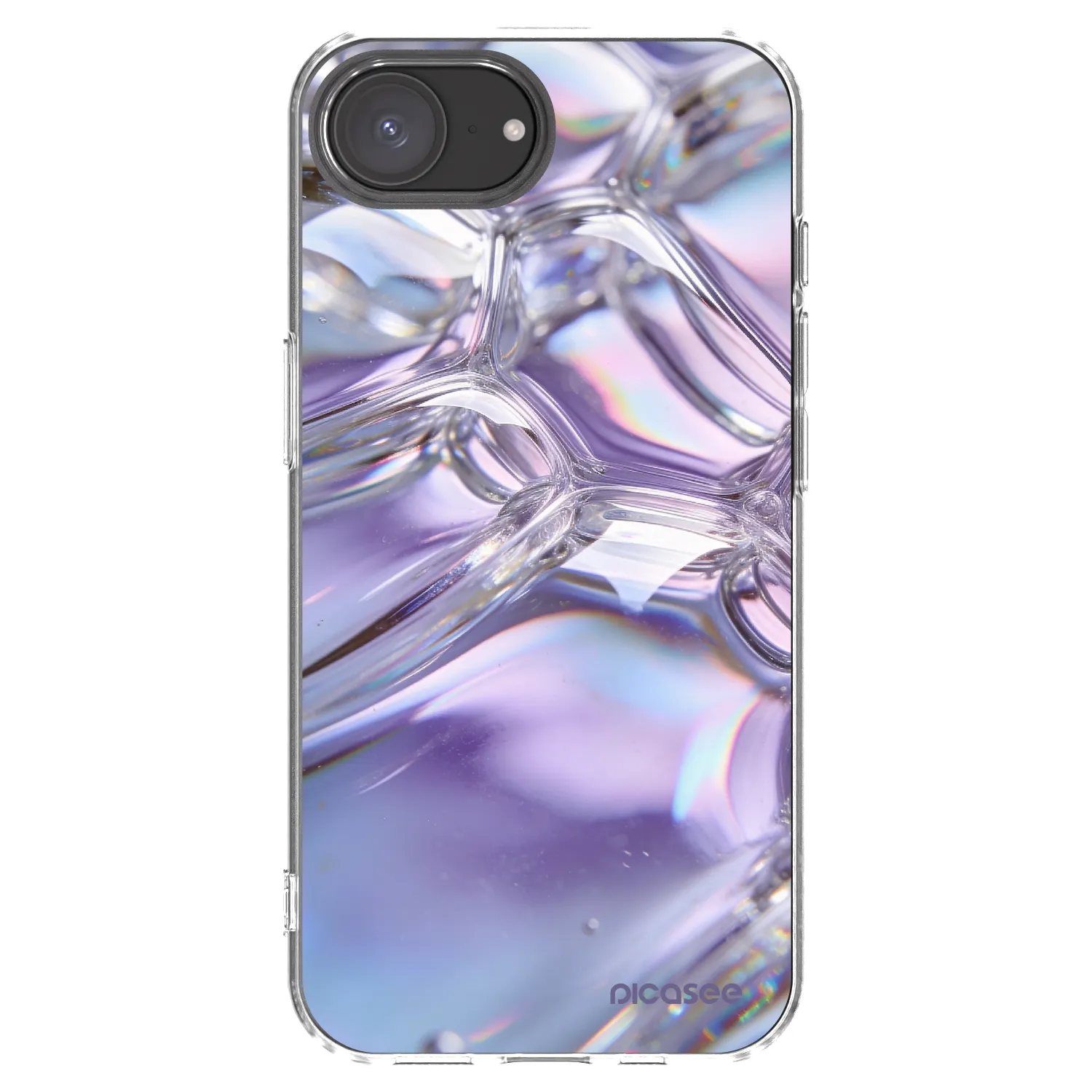 Picasee silikonski prozorni ovitek za Apple iPhone 16e - Iridescent bubbles