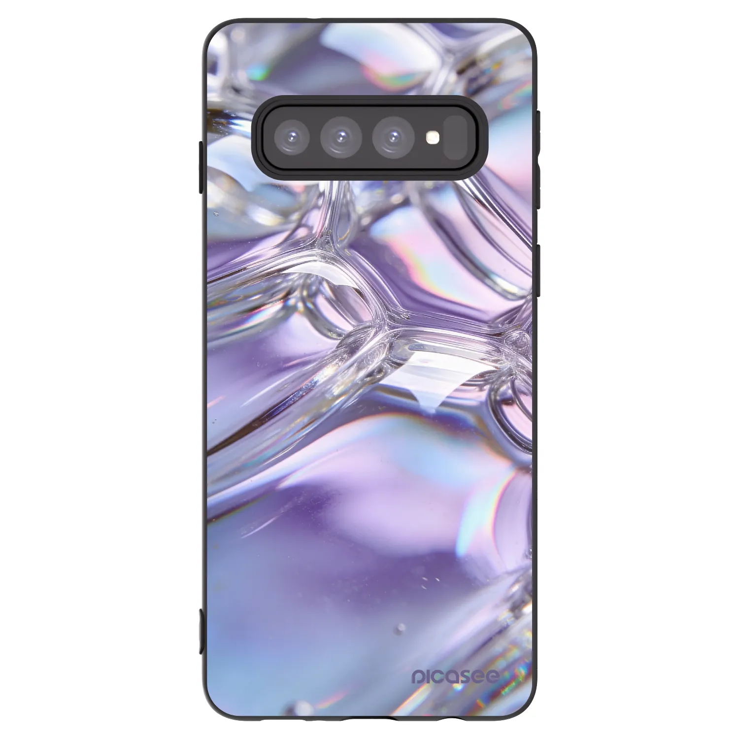 Picasee silikonski črni ovitek za Samsung Galaxy S10 G973 - Iridescent bubbles