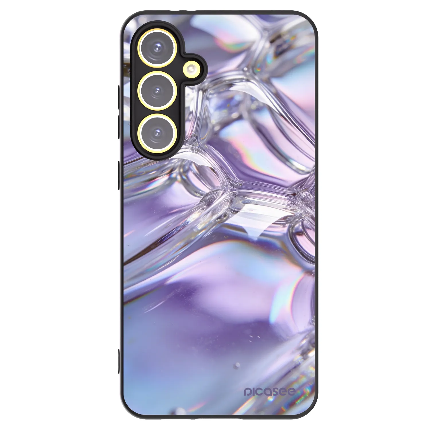 Picasee silikonski črni ovitek za Samsung Galaxy S24 FE S721B - Iridescent bubbles