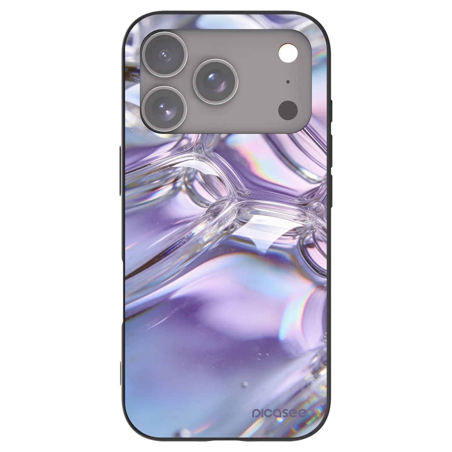 Picasee silikonski črni ovitek za Apple iPhone 17 Pro - Iridescent bubbles