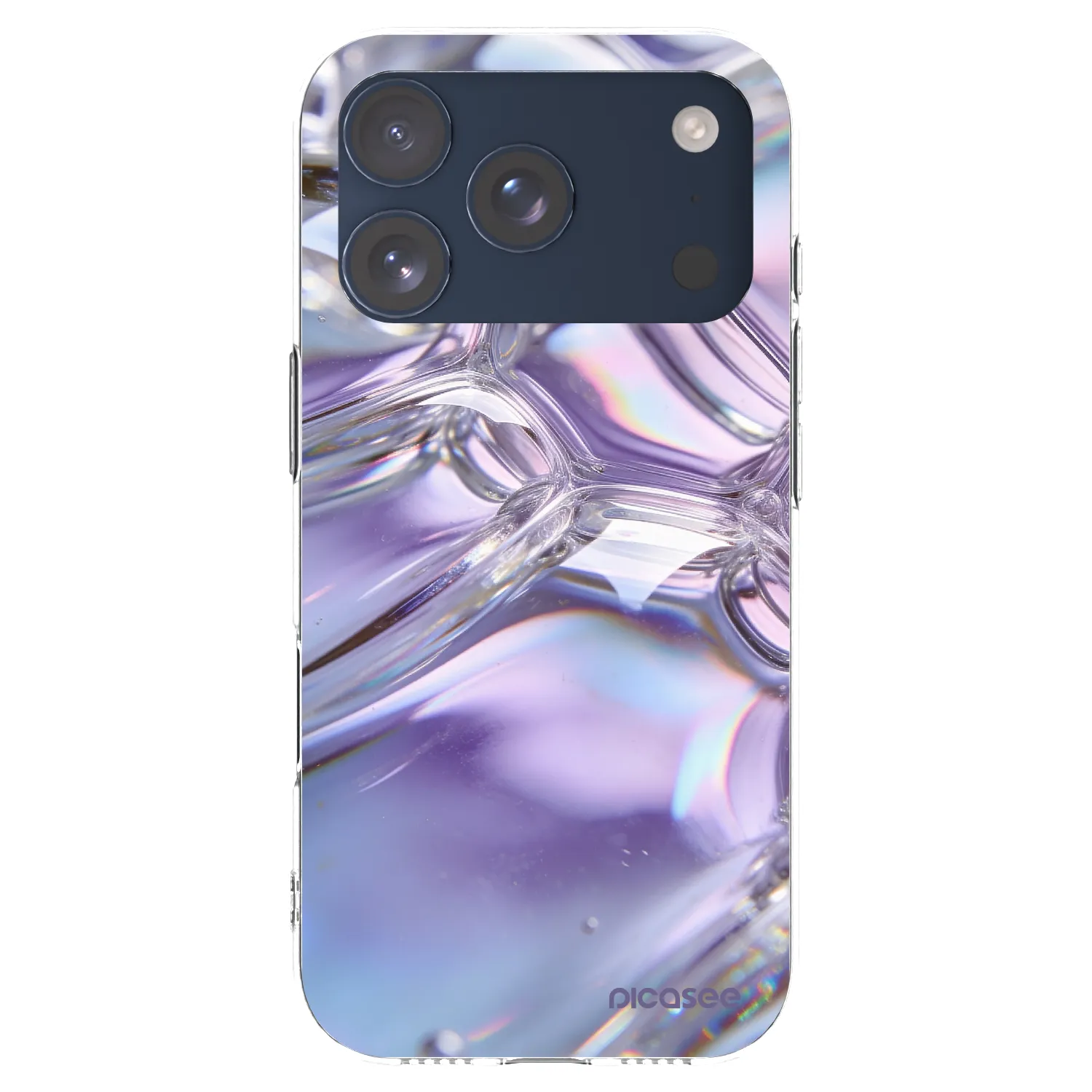 Picasee silikonski prozorni ovitek za Apple iPhone 17 Pro - Iridescent bubbles