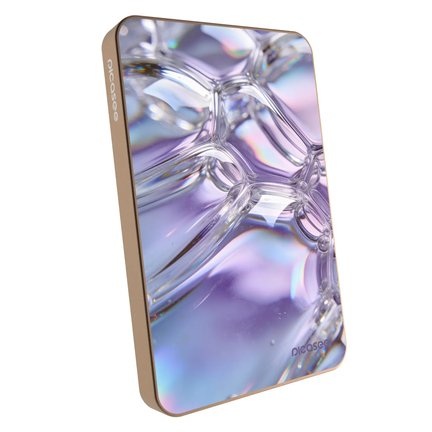 Picasee Prenosna baterija z MagSafe 5 000 mAh Zlati - Iridescent bubbles