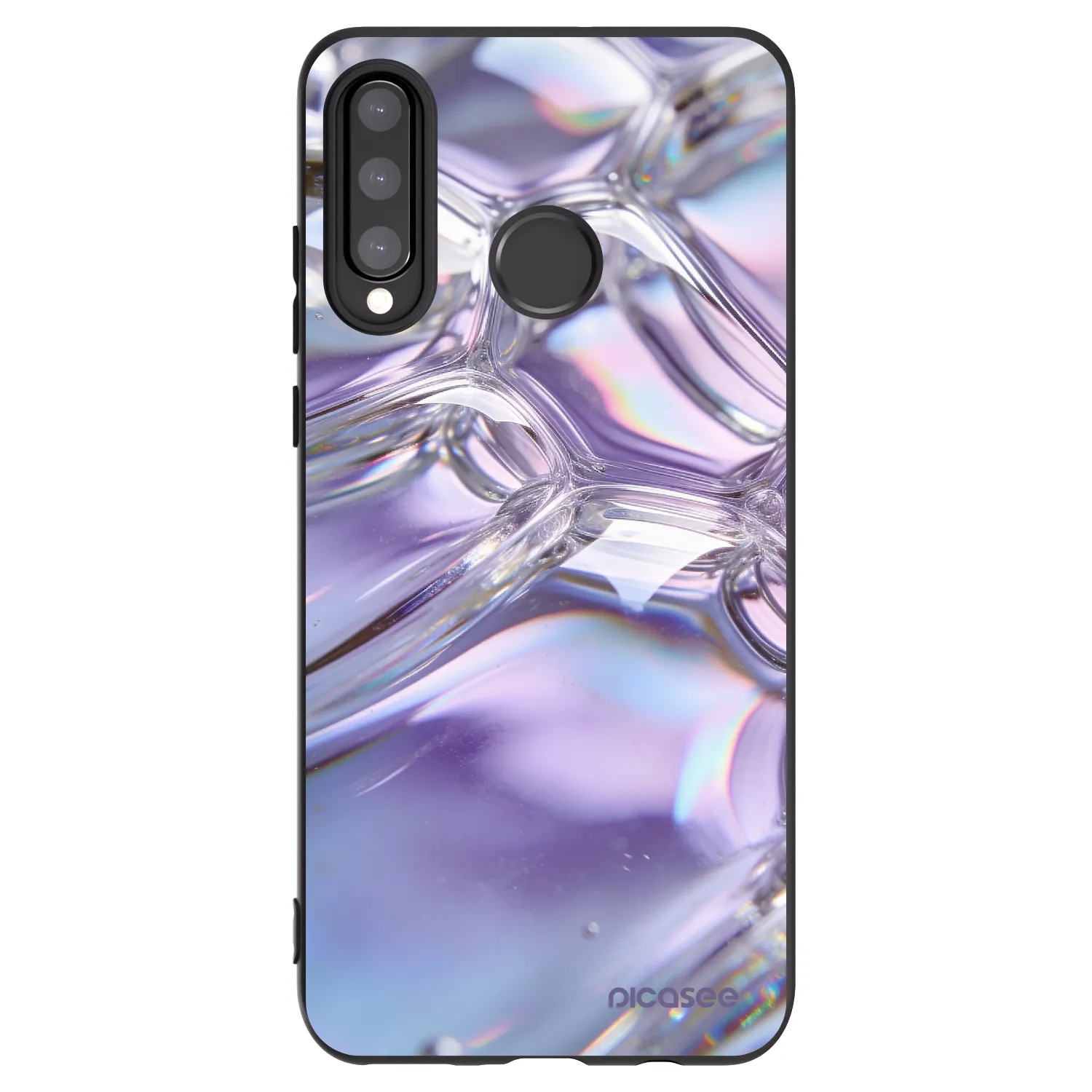 Picasee silikonski črni ovitek za Huawei P30 Lite - Iridescent bubbles