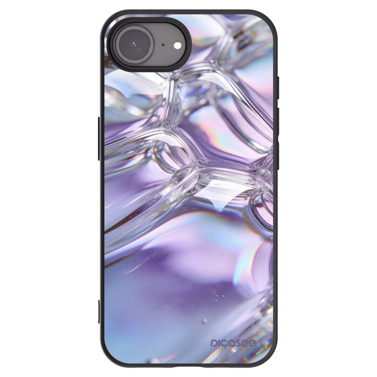 Picasee silikonski črni ovitek za Apple iPhone 17e - Iridescent bubbles