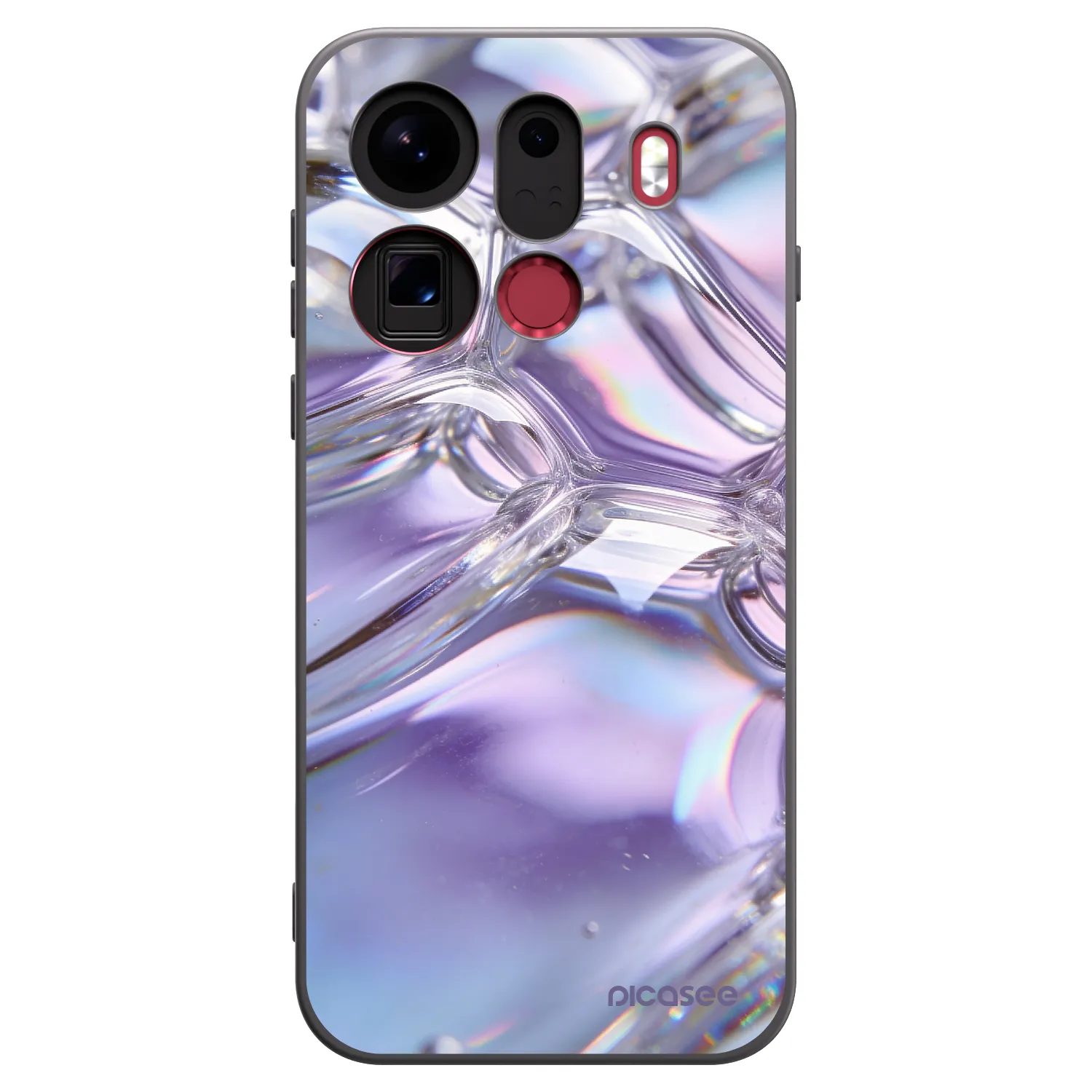 Picasee silikonski črni ovitek za OPPO Find X9 Pro - Iridescent bubbles