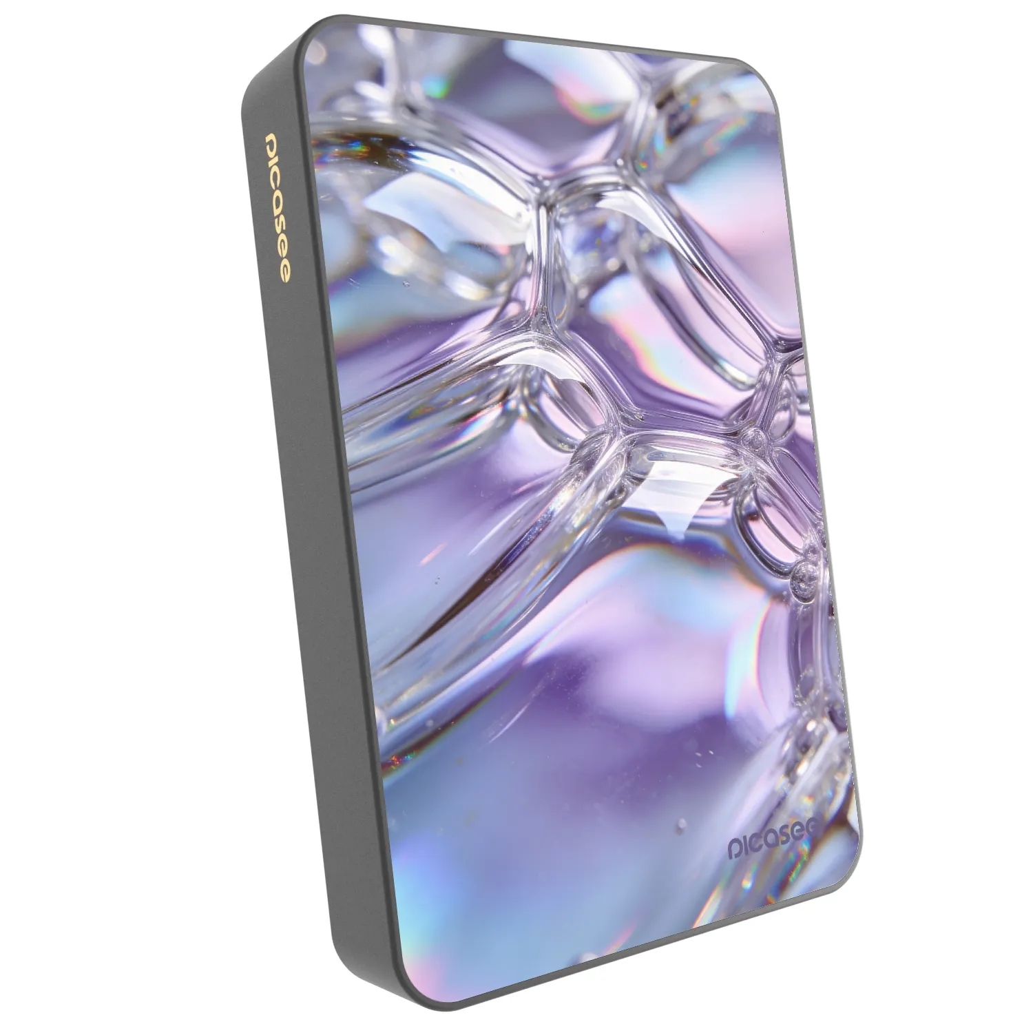 Picasee Prenosna baterija z MagSafe 10 000 mAh Siva - Iridescent bubbles