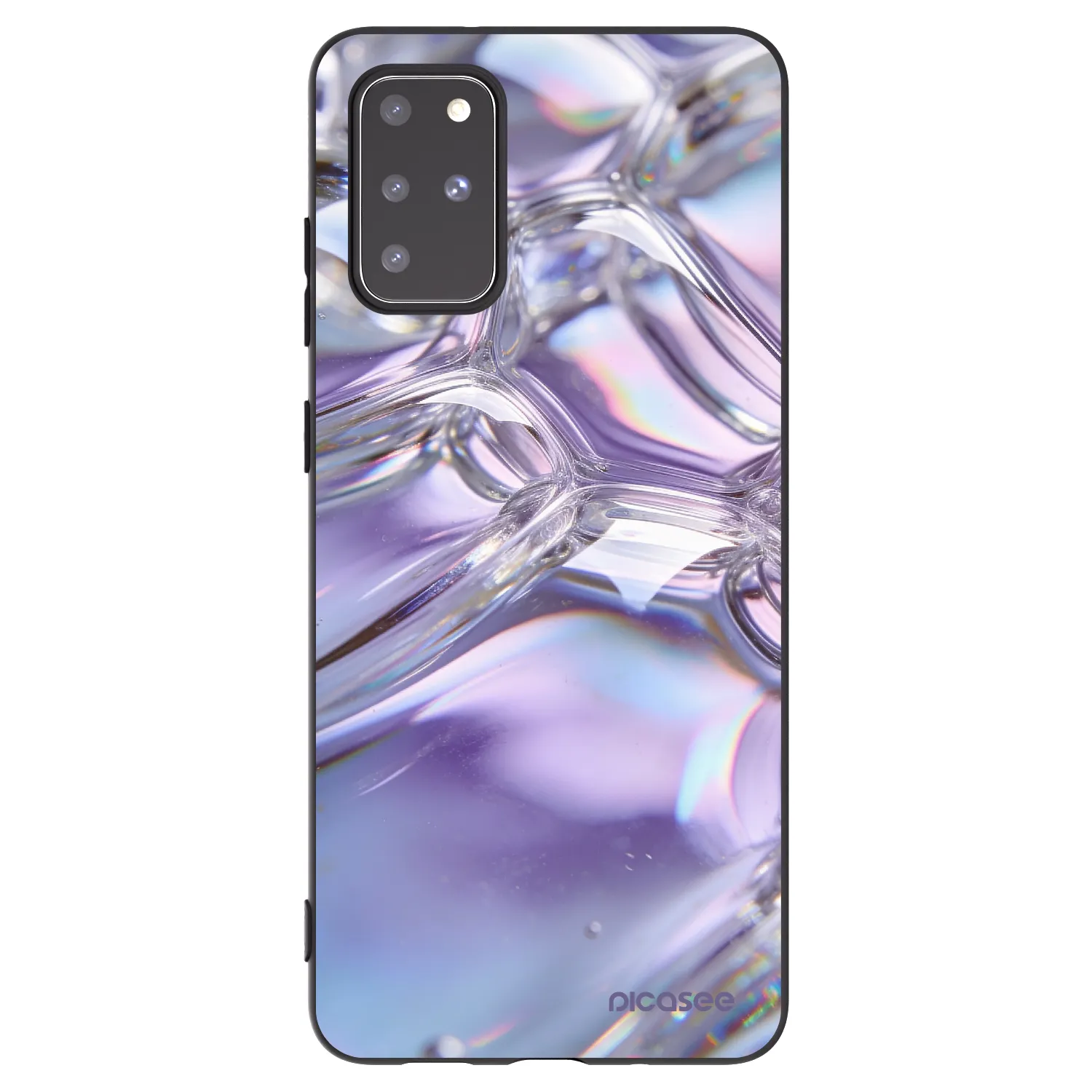 Picasee silikonski črni ovitek za Samsung Galaxy S20+ G985F - Iridescent bubbles