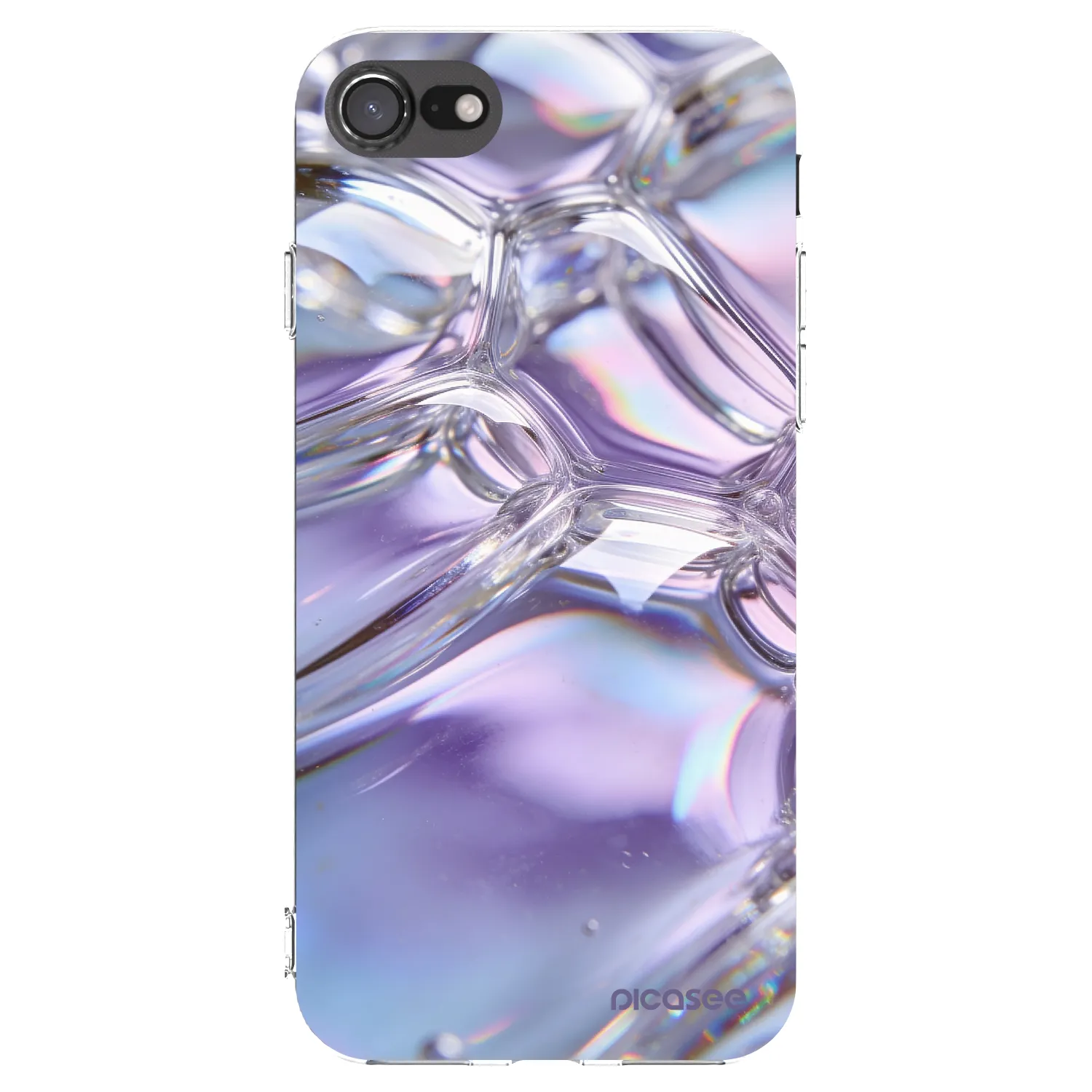 Picasee silikonski prozorni ovitek za Apple iPhone SE 2020 - Iridescent bubbles