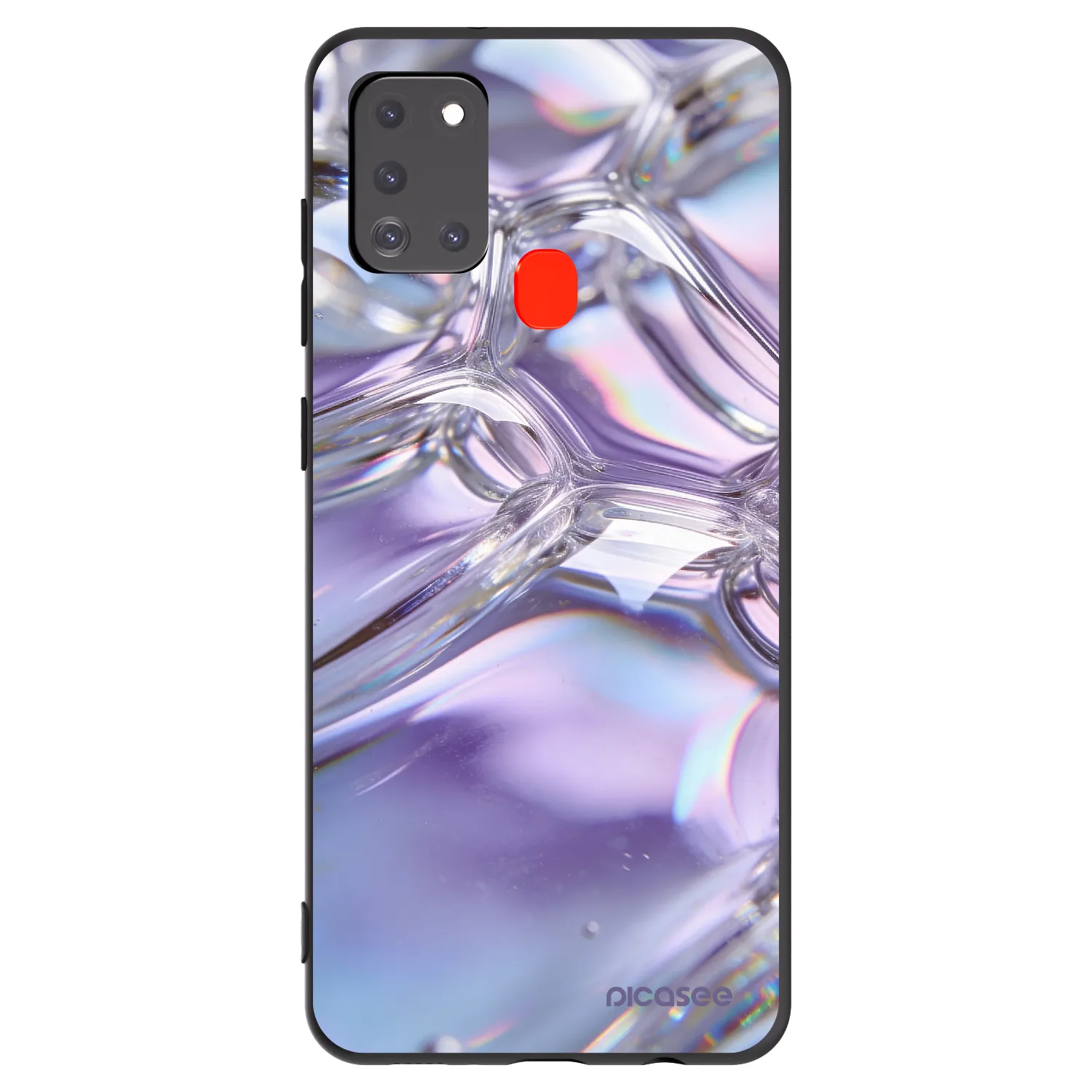 Picasee silikonski črni ovitek za Samsung Galaxy A21s - Iridescent bubbles