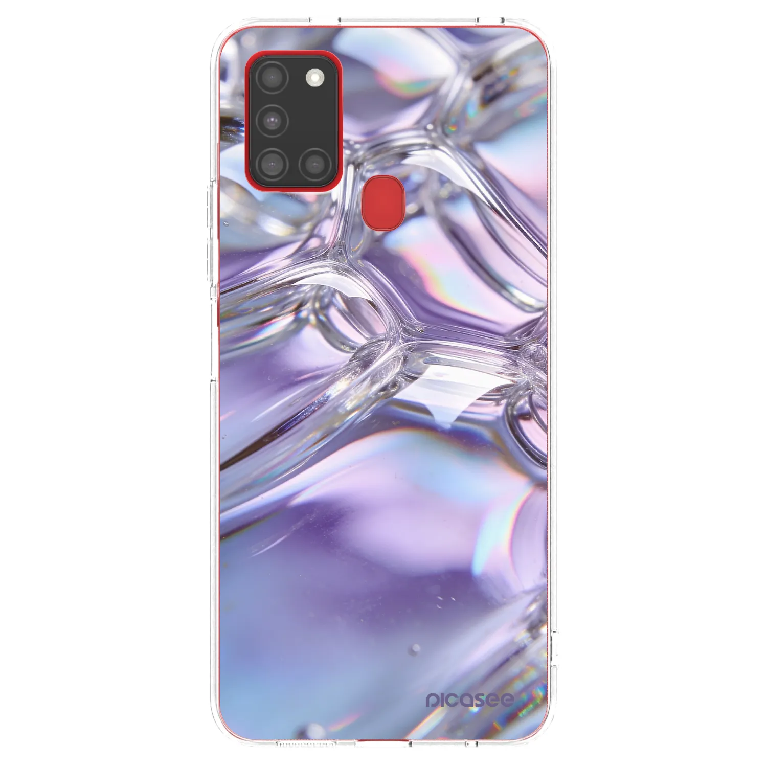 Picasee silikonski prozorni ovitek za Samsung Galaxy A21s - Iridescent bubbles