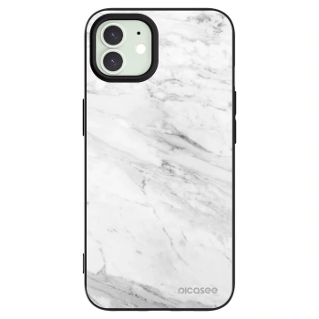Picasee silikonski črni ovitek za Apple iPhone 12 Pro - White marble