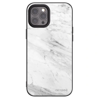 Picasee silikonski črni ovitek za Apple iPhone 12 Pro Max - White marble