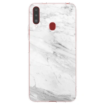 Picasee silikonski prozorni ovitek za Samsung Galaxy A20s - White marble