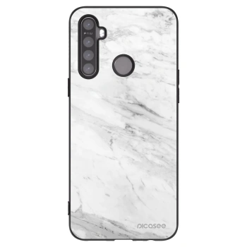 Picasee silikonski črni ovitek za Realme 5 - White marble
