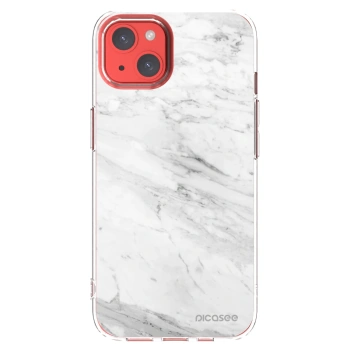 Picasee silikonski prozorni ovitek za Apple iPhone 13 - White marble