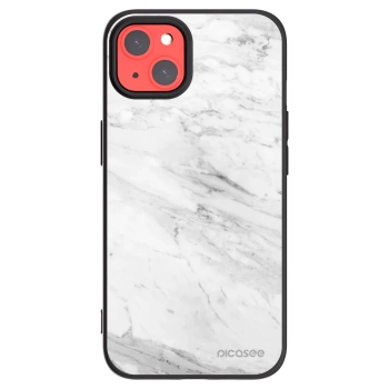 Picasee silikonski črni ovitek za Apple iPhone 13 - White marble