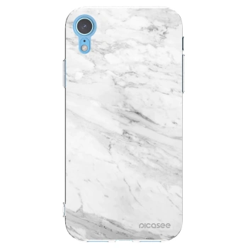 Picasee silikonski prozorni ovitek za Apple iPhone XR - White marble
