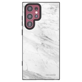 Picasee silikonski črni ovitek za Samsung Galaxy S22 Ultra 5G - White marble