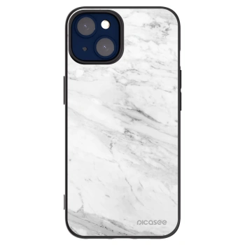 Picasee silikonski črni ovitek za Apple iPhone 14 - White marble