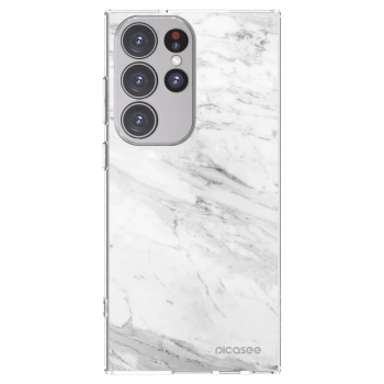 Picasee silikonski prozorni ovitek za Samsung Galaxy S23 Ultra 5G - White marble