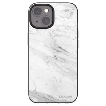 Picasee silikonski črni ovitek za Apple iPhone 15 - White marble