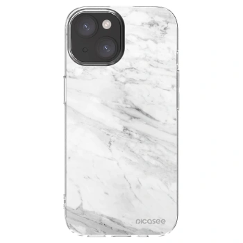Picasee silikonski prozorni ovitek za Apple iPhone 15 - White marble