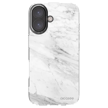 Picasee silikonski prozorni ovitek za Apple iPhone 16 - White marble