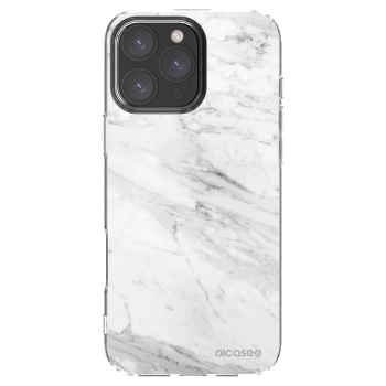 Picasee silikonski prozorni ovitek za Apple iPhone 16 Pro Max - White marble