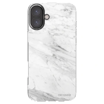 Picasee silikonski prozorni ovitek za Apple iPhone 16 Plus - White marble