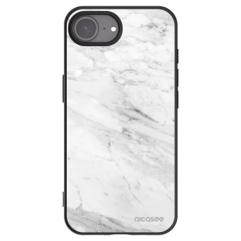 Picasee silikonski črni ovitek za Apple iPhone 16e - White marble