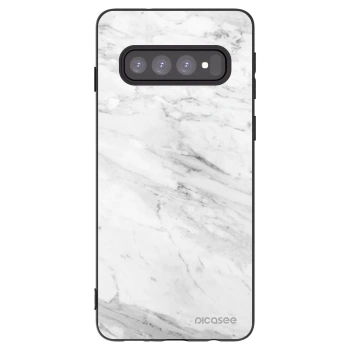 Picasee silikonski črni ovitek za Samsung Galaxy S10 G973 - White marble