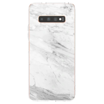 Picasee silikonski prozorni ovitek za Samsung Galaxy S10 Plus G975 - White marble