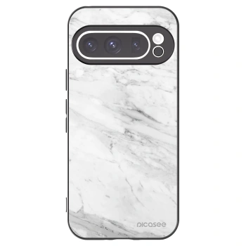 Picasee silikonski črni ovitek za Google Pixel 9 Pro XL - White marble