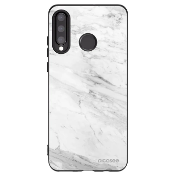 Picasee silikonski črni ovitek za Huawei P30 Lite - White marble