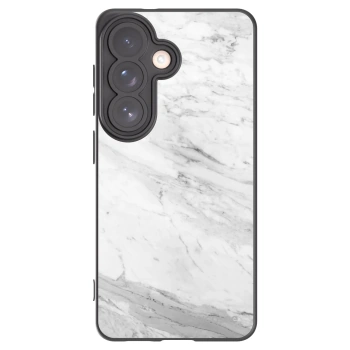 Picasee silikonski črni ovitek za Samsung Galaxy S26 - White marble