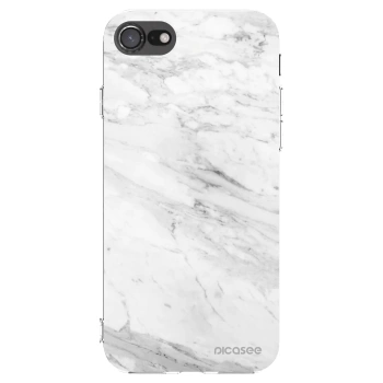 Picasee silikonski prozorni ovitek za Apple iPhone SE 2020 - White marble
