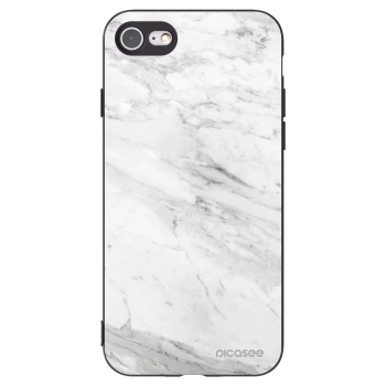 Picasee silikonski črni ovitek za Apple iPhone SE 2020 - White marble