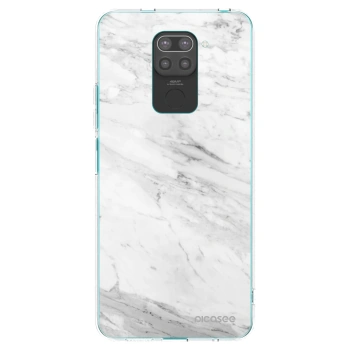 Picasee silikonski črni ovitek za Xiaomi Redmi Note 9 - White marble