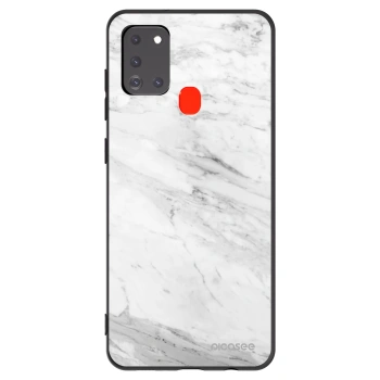 Picasee silikonski črni ovitek za Samsung Galaxy A21s - White marble