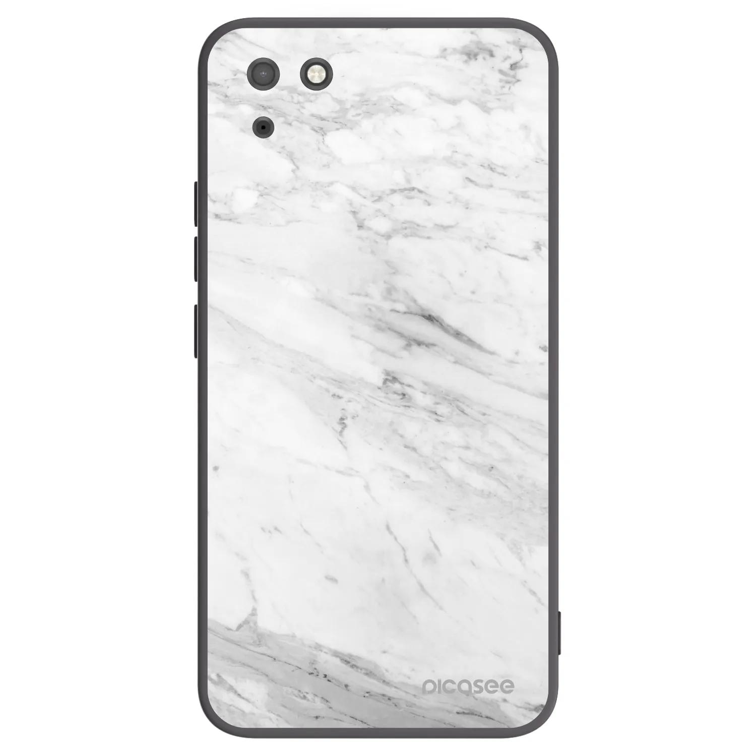 Picasee silikonski črni ovitek za Huawei Y5P - White marble