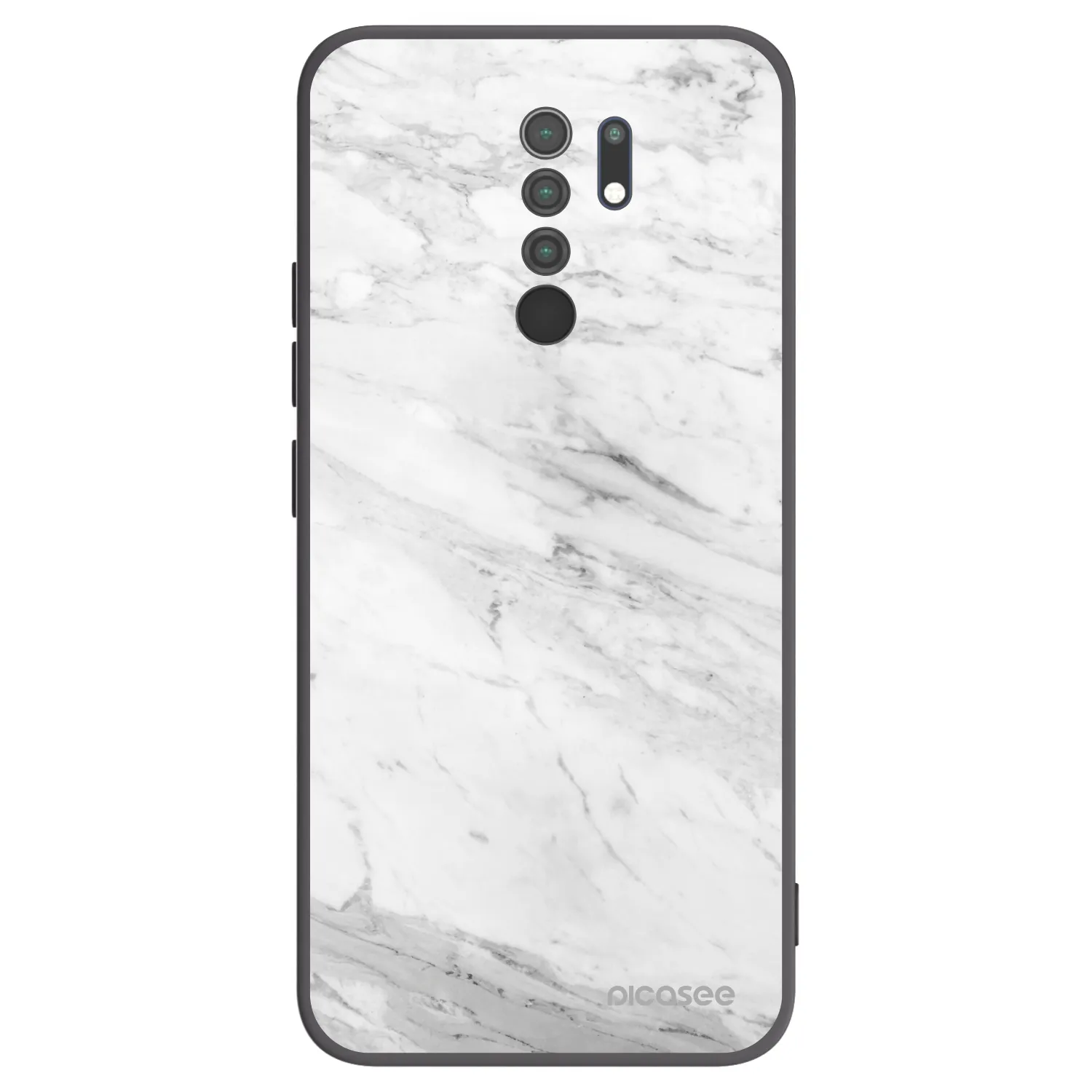 Picasee silikonski črni ovitek za Xiaomi Redmi 9 - White marble